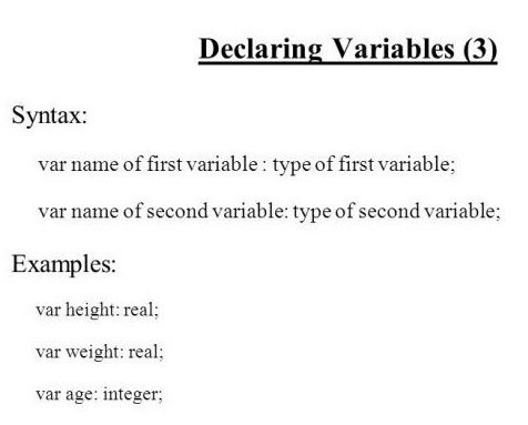 description of variables in pascal