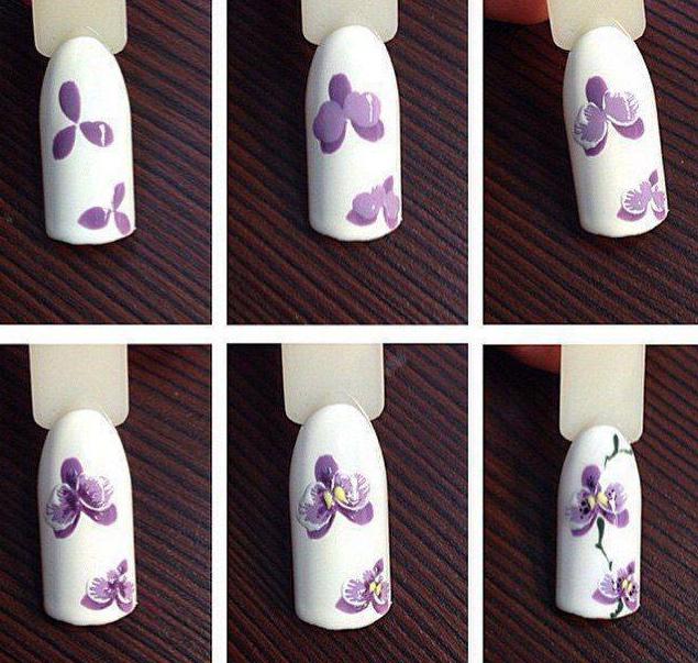 orchids on the nails step by step