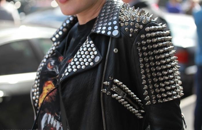 black leather jacket with spikes